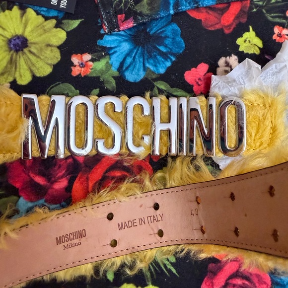 Moschino Couture Yellow Furry Belt with Silver Logo main image 4